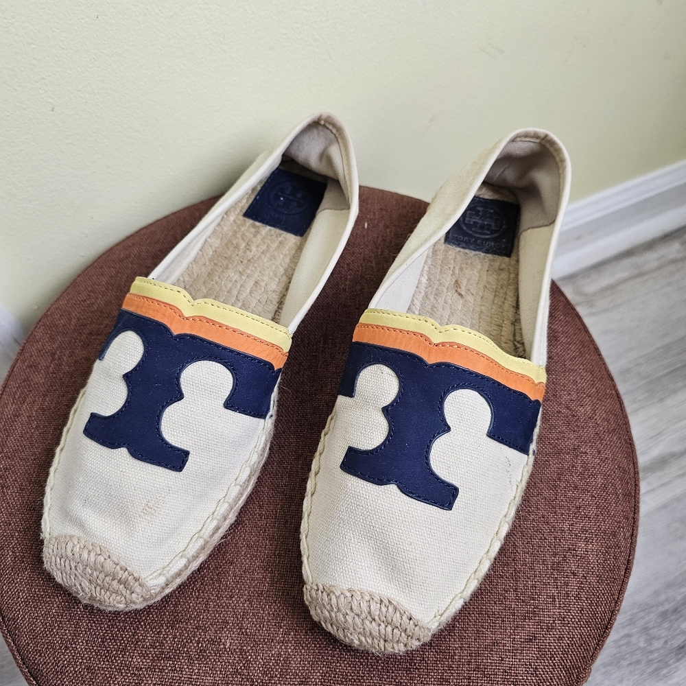 Tory Burch Canvas Espadrille Flats Size 7 .5